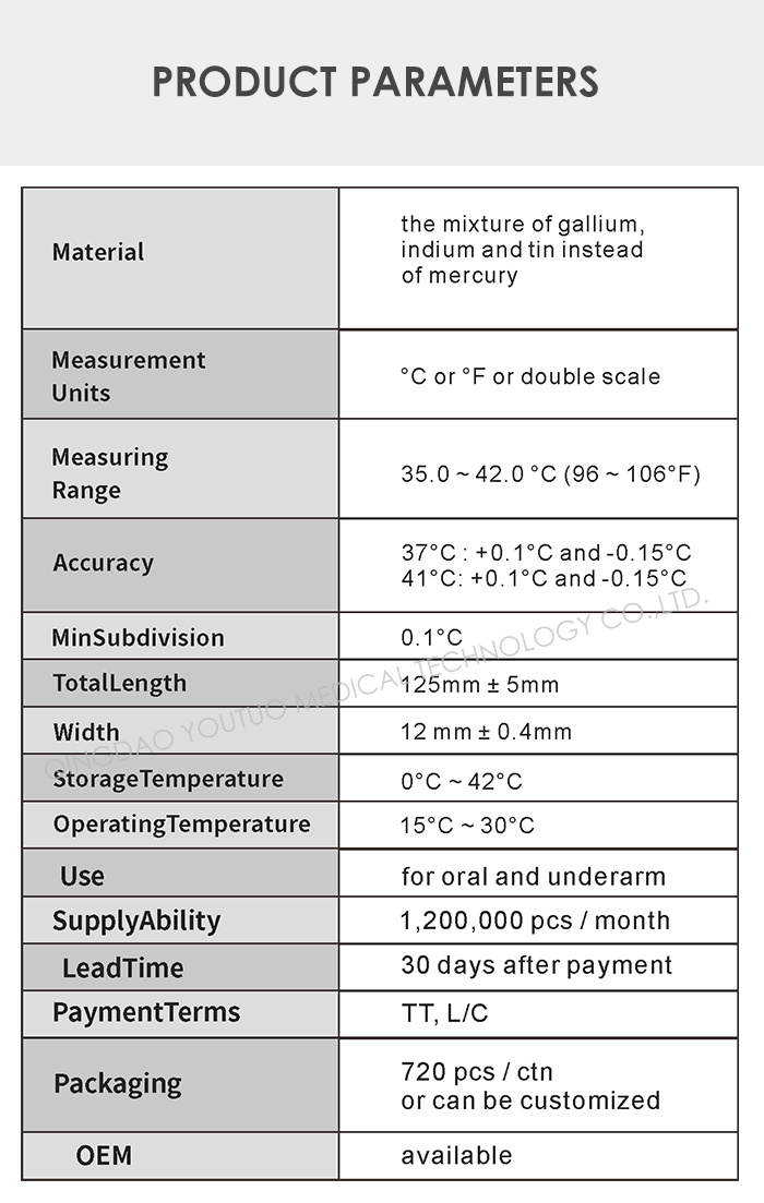 Mercury-Free Thermometer Non-Mercury Clinical Thermometer Mercury Glass Thermometer