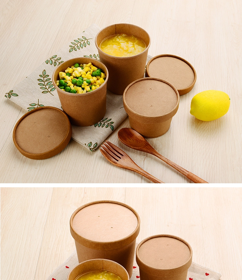 Disposable Kraft Hot Soup Bowls Soup Cups and Lid