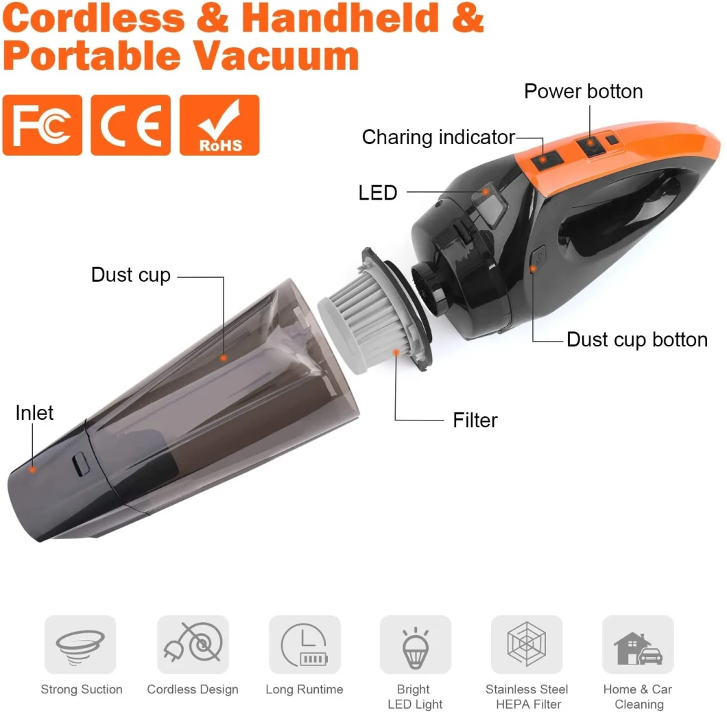 Car and Home Newest Portable Mini Handheld Wet and Dry Cordless Wireless Vacuum Cleaner