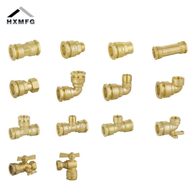 Brass Compression Fitting Male 3-Way Tee for PE Pipe