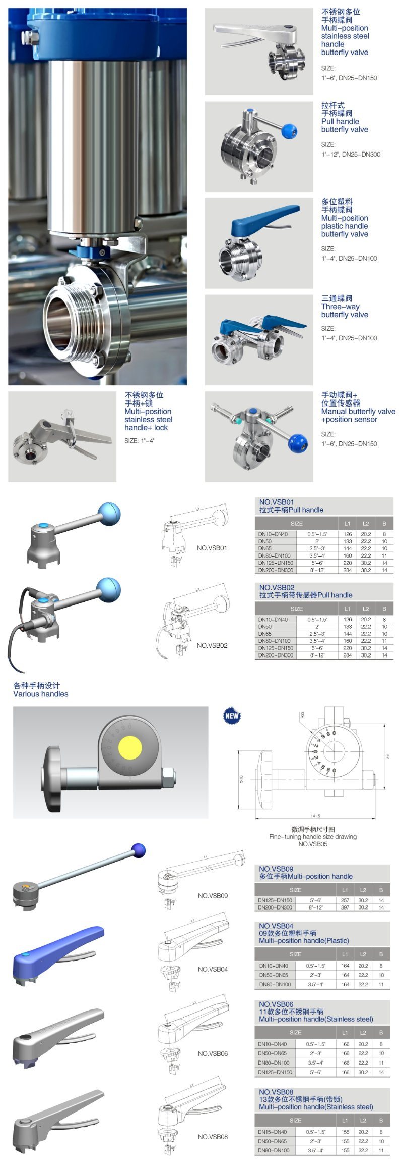 DIN Male Manual Butterfly Sanitary Valve with Plastic Lockable Handle