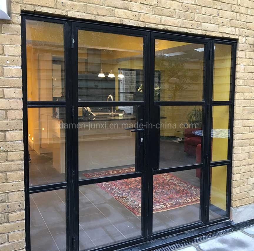Exterior Steel French Double Glass Entry Doors with Sidelites for Store
