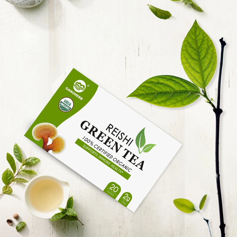 100% Certified Organic Reishi Mushroom Herbal Green Tea Ganoderma Tea