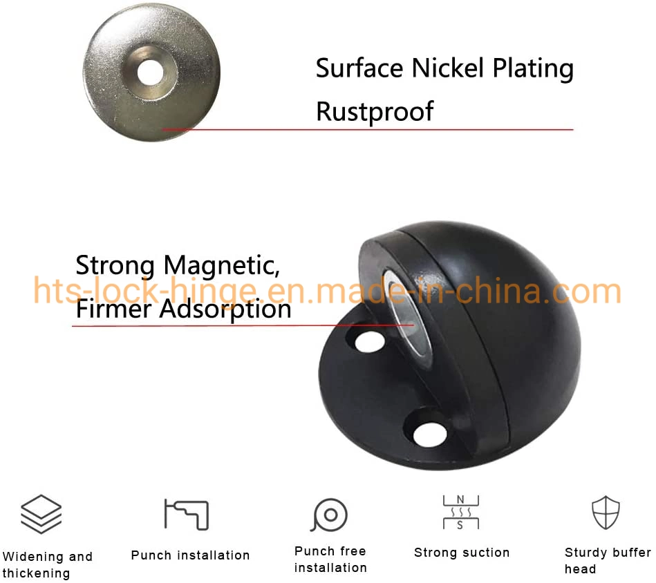 Door Hardware Stainless Steel Round Semicircular Adjustable Invisible Door Stopper Magnetic Catch for Floor Mounted