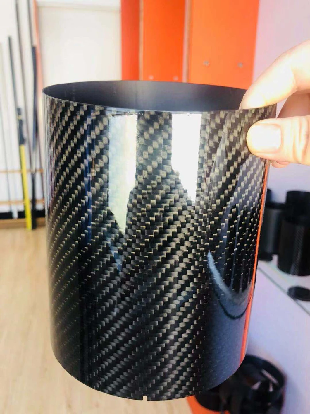 1mm Thick Carbon Fiber Car Vacuum Cleaner Tube Twill Glossy 128mm ID 130mm Od 163mm Length