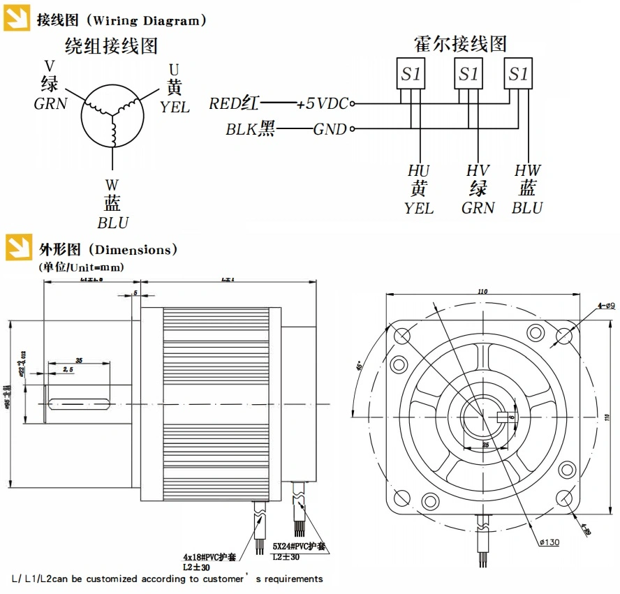 NEMA 43 310V 125W BLDC Motor for Electric Vehicle Permanent Magnet DC Motor