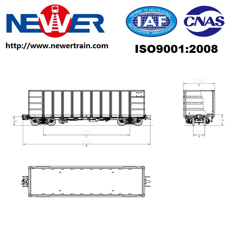 Railway Side Dump Freight Wagon with a Loading Capacity of 60t