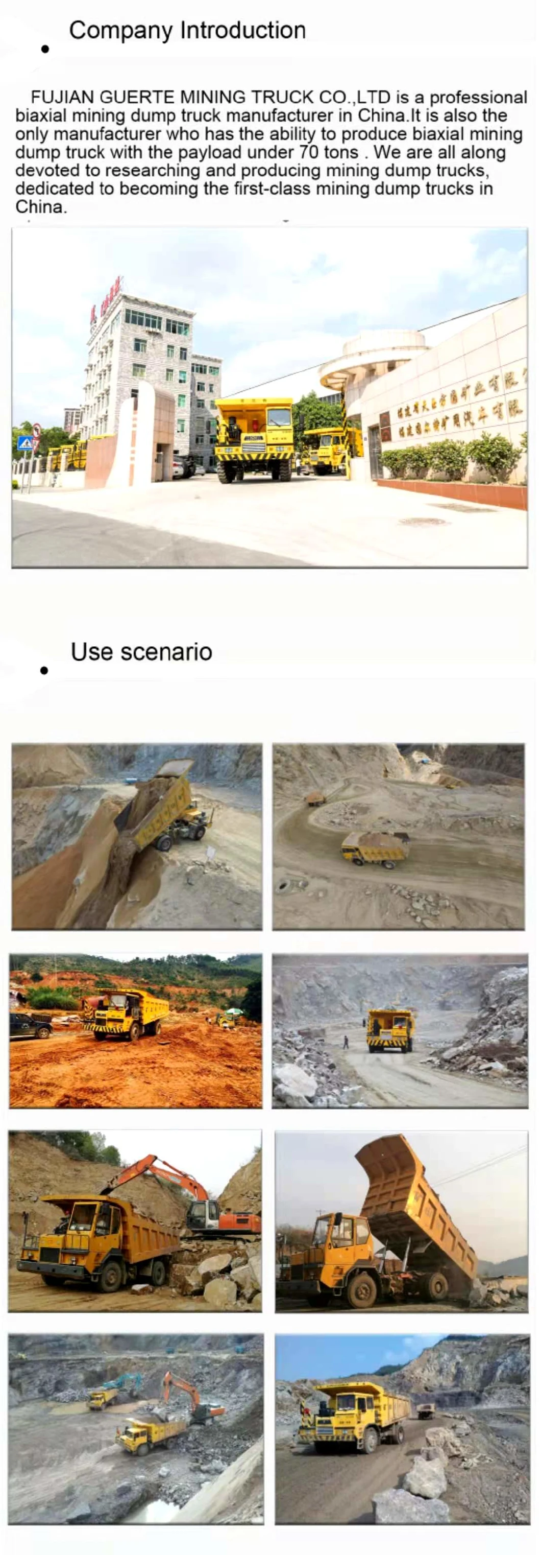 40-100t off Highway Mining Dump Truck for Nonferrous Metal Mine and Hydropower Construction Site