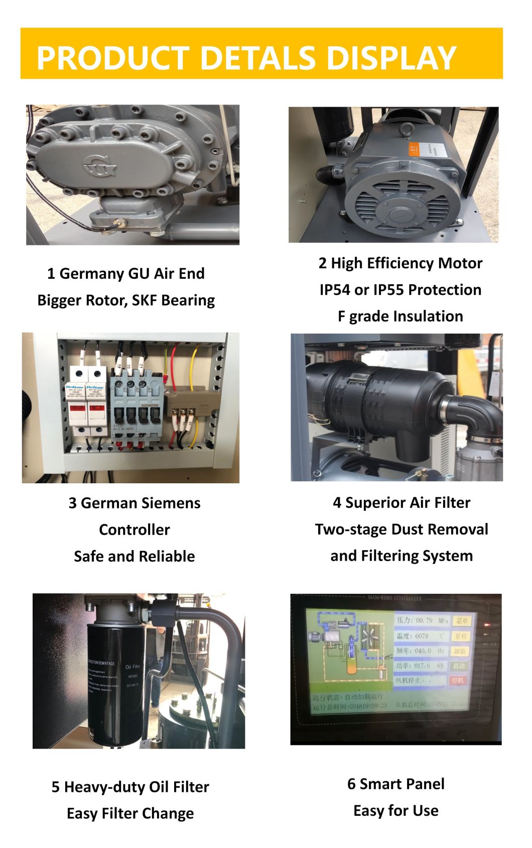 Single Screw Air Compressor Two Stage Two Stage Heavy Duty Screw Air Compressor 0il Free Air Compressor Two Stage 10HP 7.5kw Air Single Screw Air Compressor