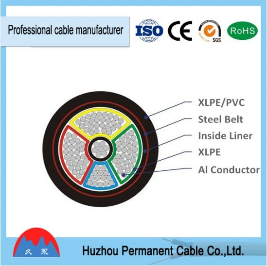 Yjv/Yjlv, Yjv22, Yjlv22, 4 Aluminum/Copper Core XLPE Insulated Electrical Power Cable, Multiplex Core, Railway