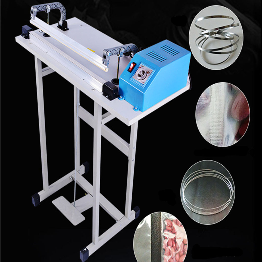 Plastic Bag Foot Pedal Sealing Machine, Operated Passing Cutter Type Sealer, Semi-Automatic Food Sealing Machine