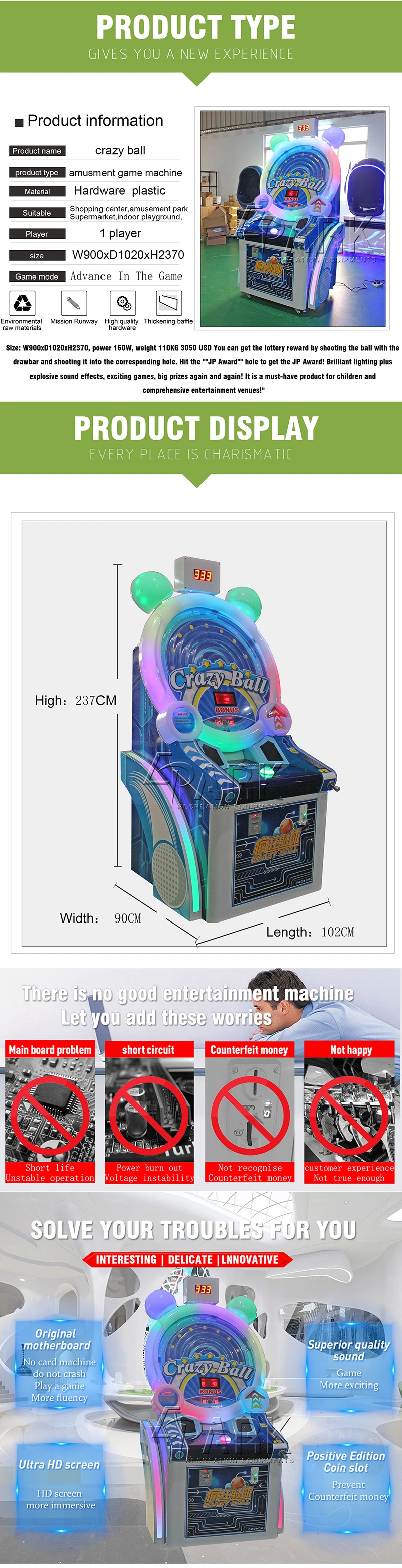 Crazy Ball Jupiter Redemption Game Machine+Easy Play Coin Operated Lottery Redemption Game