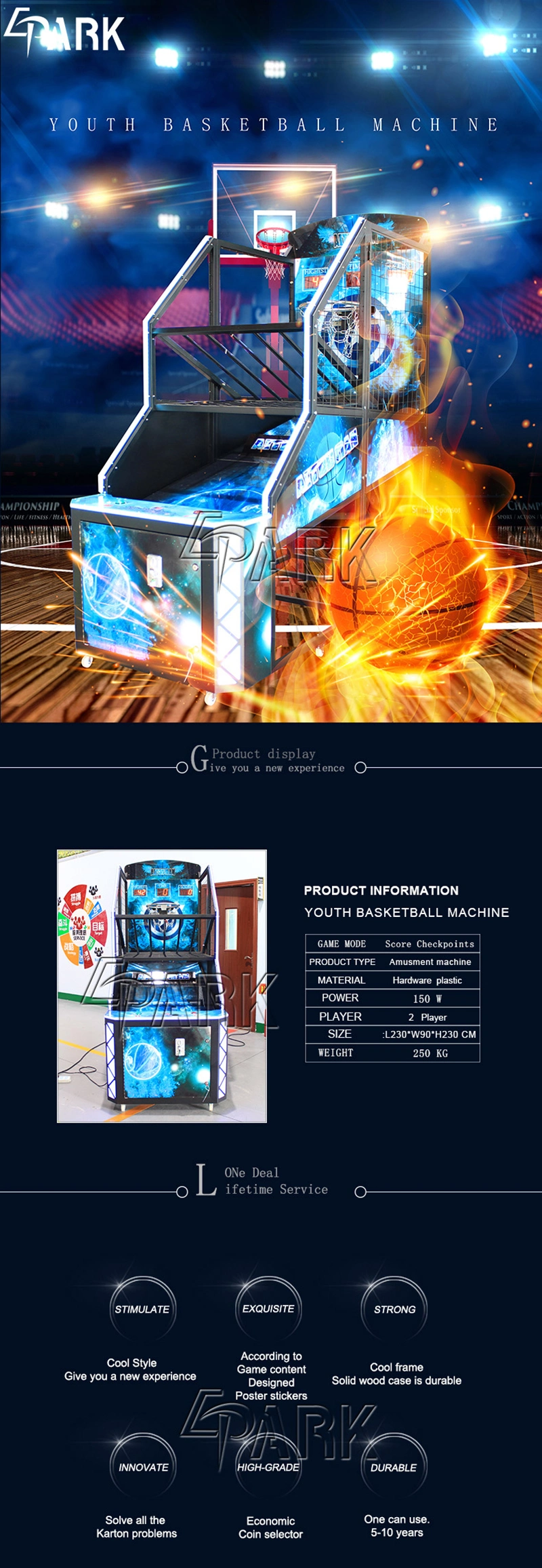 Philippines Indoor Electronic Commercial Coin Operated Shooting Arcade Basketball Game Machine for Children