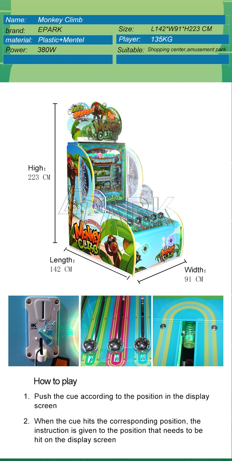 Most Popular Amusement Park Coin Operated Game Machine The Monkey Climbing Trees