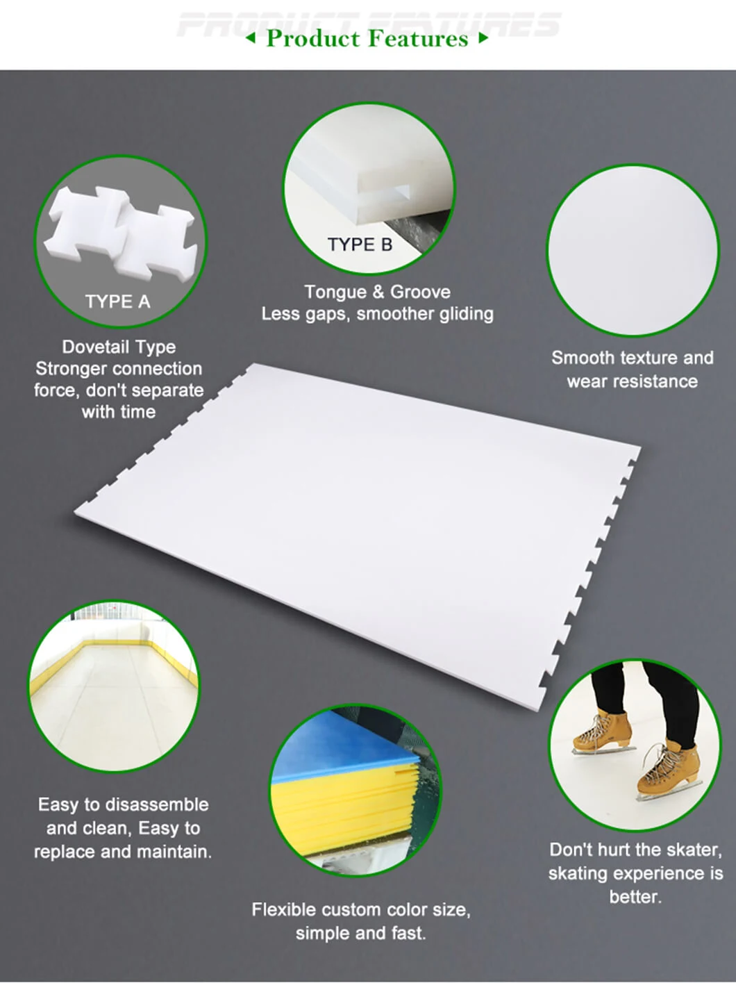 Self-Lubricating UHMWPE Artificial Ice Rink Sheet for Ice Hockey Practice Skating Sport