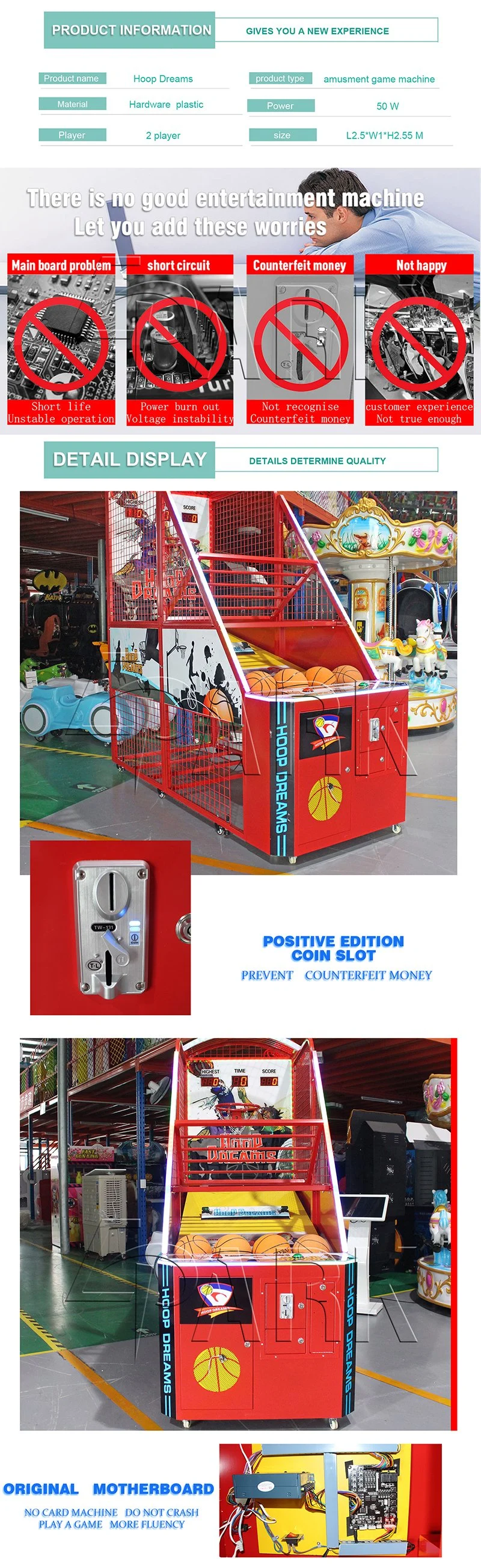 Coin Operated Indoor Kids Street Basketball Arcade Game Machine Basketball Shooting Machine for Sale