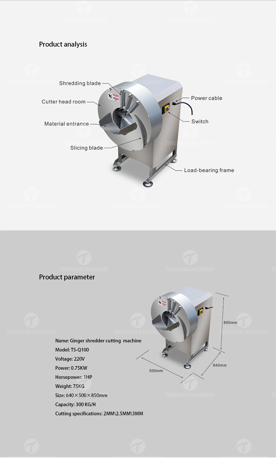 High Speed Bamboo Shoots Slicer Carrot Slicer Vegetable and Fruit Processing Machine (TS-Q100)