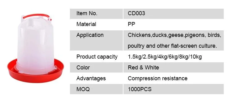 0.6/1.0/1.3/2.5/4/6.5/12 Ball Chicken PP Plastic Poultry Drinker Feeder