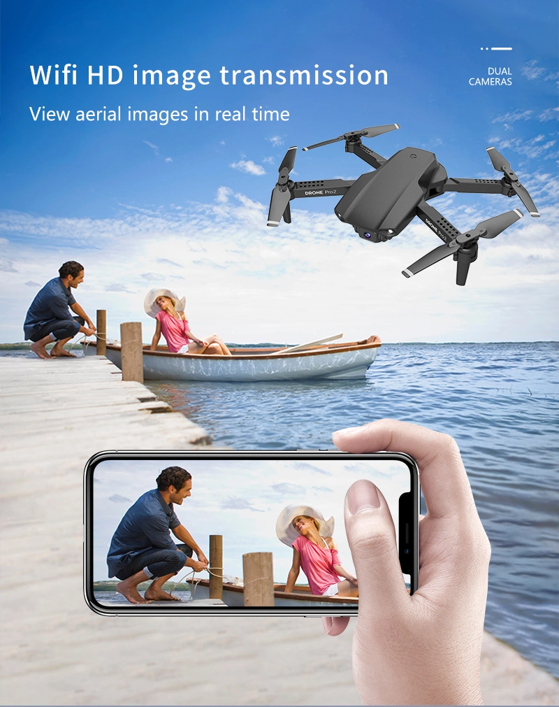 New E99 PRO RC Drone 4K HD Dual Camera GPS WiFi Fpv Foldable Automatic Return