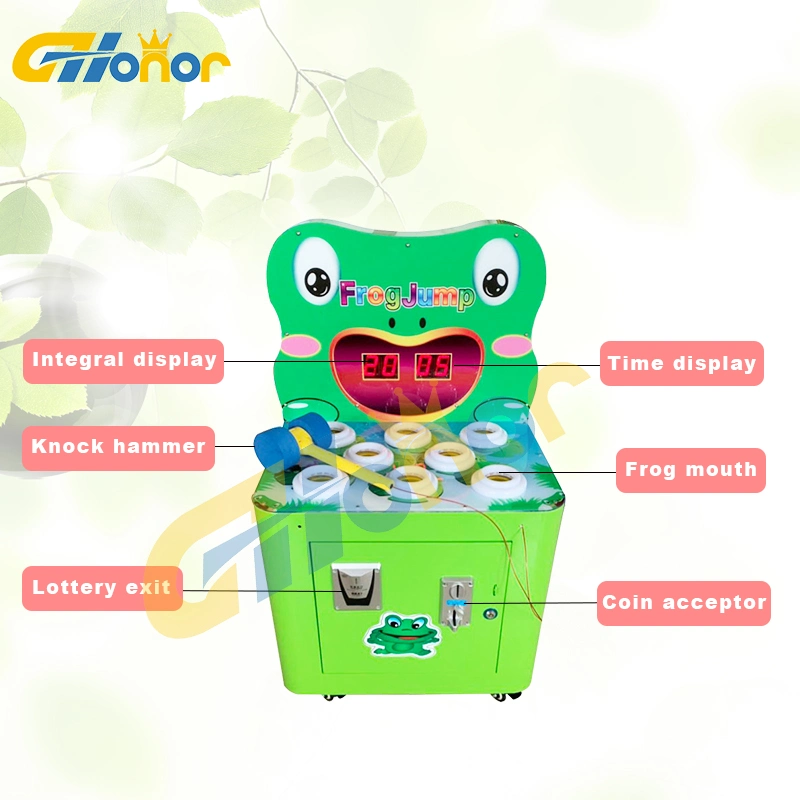 Indoor Playground Arcade Frog Jump Coin Operated Hit Frog Hammer Game Machine Arcade Hit Frog Game Arcade Redemption Lottery Game Machine for Children Park