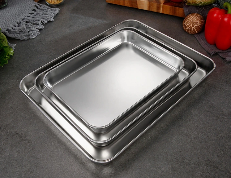 Stainless Steel Deep Serving Tray Baking Tray Food Serving Tray