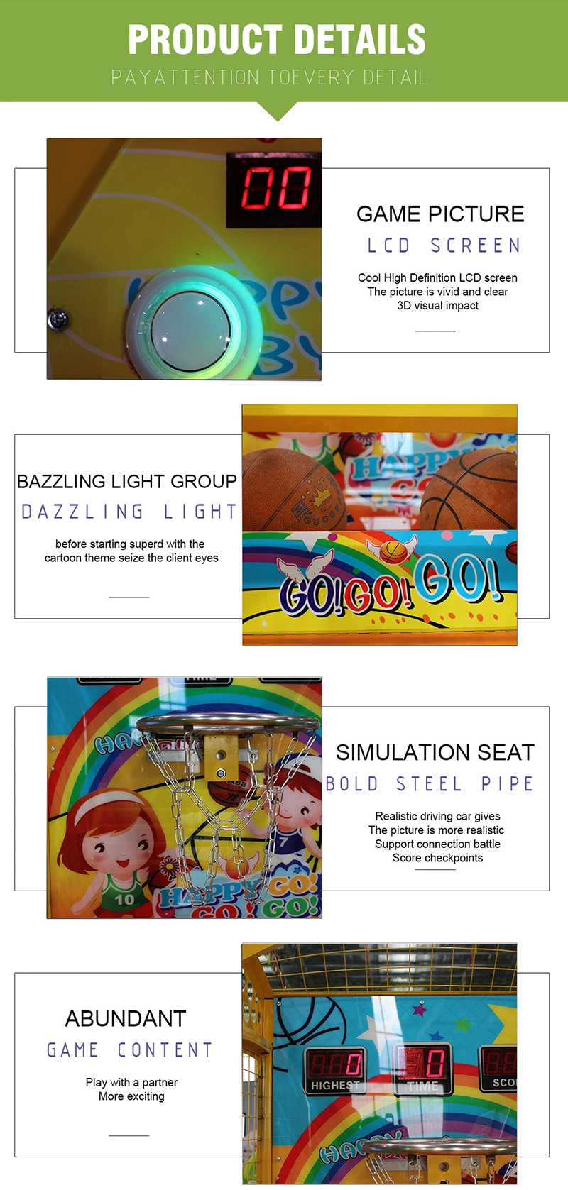 Kids Playground Hot Sale for Children Basketball Game Machine Shooting Ball Arcade Game Machine