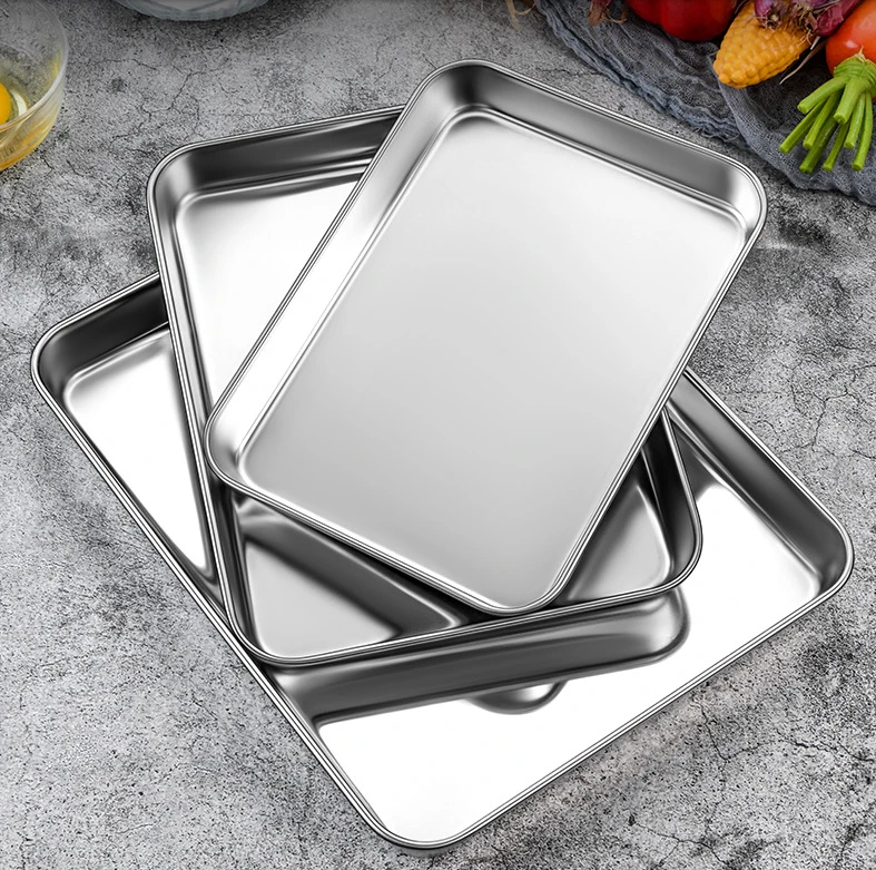 Stainless Steel Deep Serving Tray Baking Tray Food Serving Tray