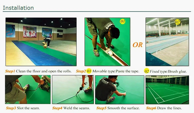 Vinyls PVC Sports Courts for Table Tennis Sports Flooring Mats
