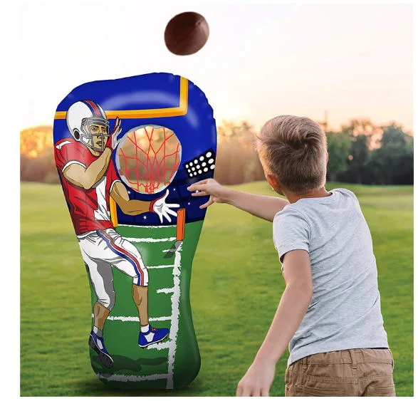 Inflatable Football Toss Sports Game Double Sided Throwing Target Toy