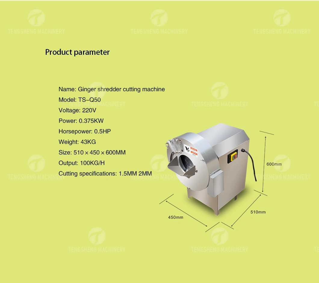 Automatic Bamboo Shoot Papaya Shredder Electric Ginger Slicing Machine Jengibre Cutting Machine (TS-Q50)