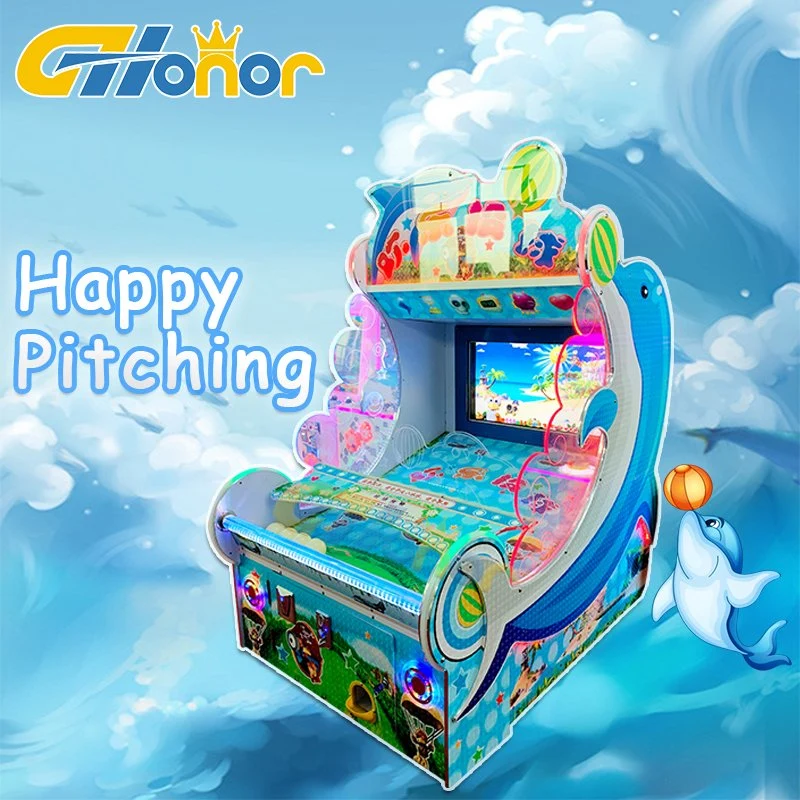Happy Pitching Coin Operated Simulator Video Shooting Ball Game Arcade Ball Shooting Game Machine Arcade Redemption Lottery Game Machine for Indoor Playground