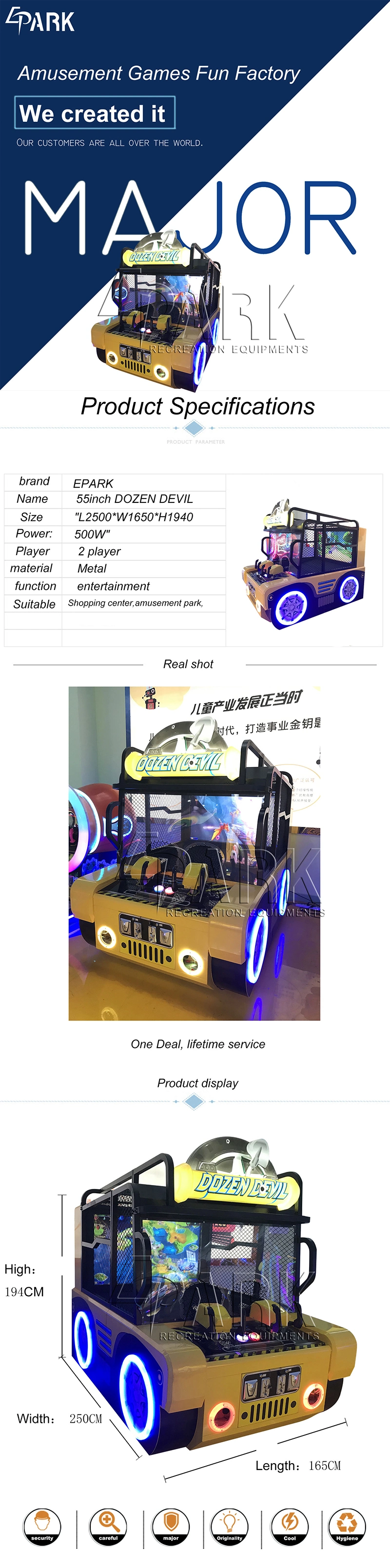 55 Inch Dozen Devil Shooting Ball Machine Two Player Cooperated Shooting Video Game Machine