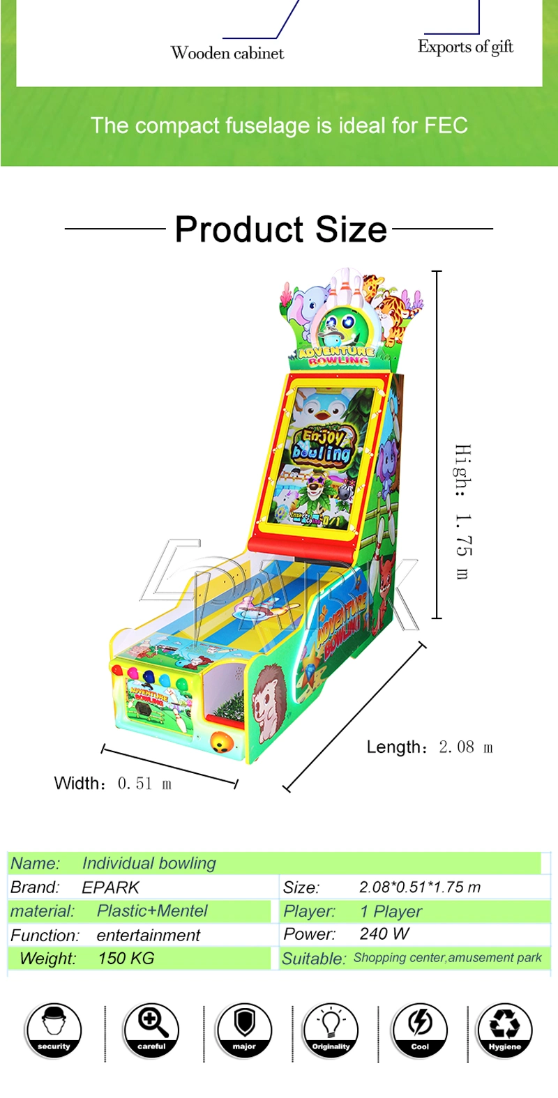 Bowling Alley Simulation Indoor Playground Shot Ball Redemption Ticket Arcade Machine