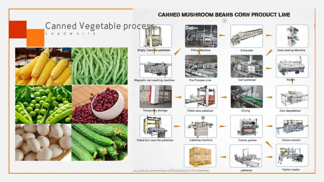 Canned Green Peas Mushroom Red Beans Corn Seed Cucumber Gherkins/Pickle Vegetable Carrots Automatic Canned Food Machine