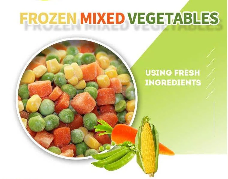 Green Peas Green Beans Sweet Corn Carrot 3-Way Frozen IQF Mixed Vegetables