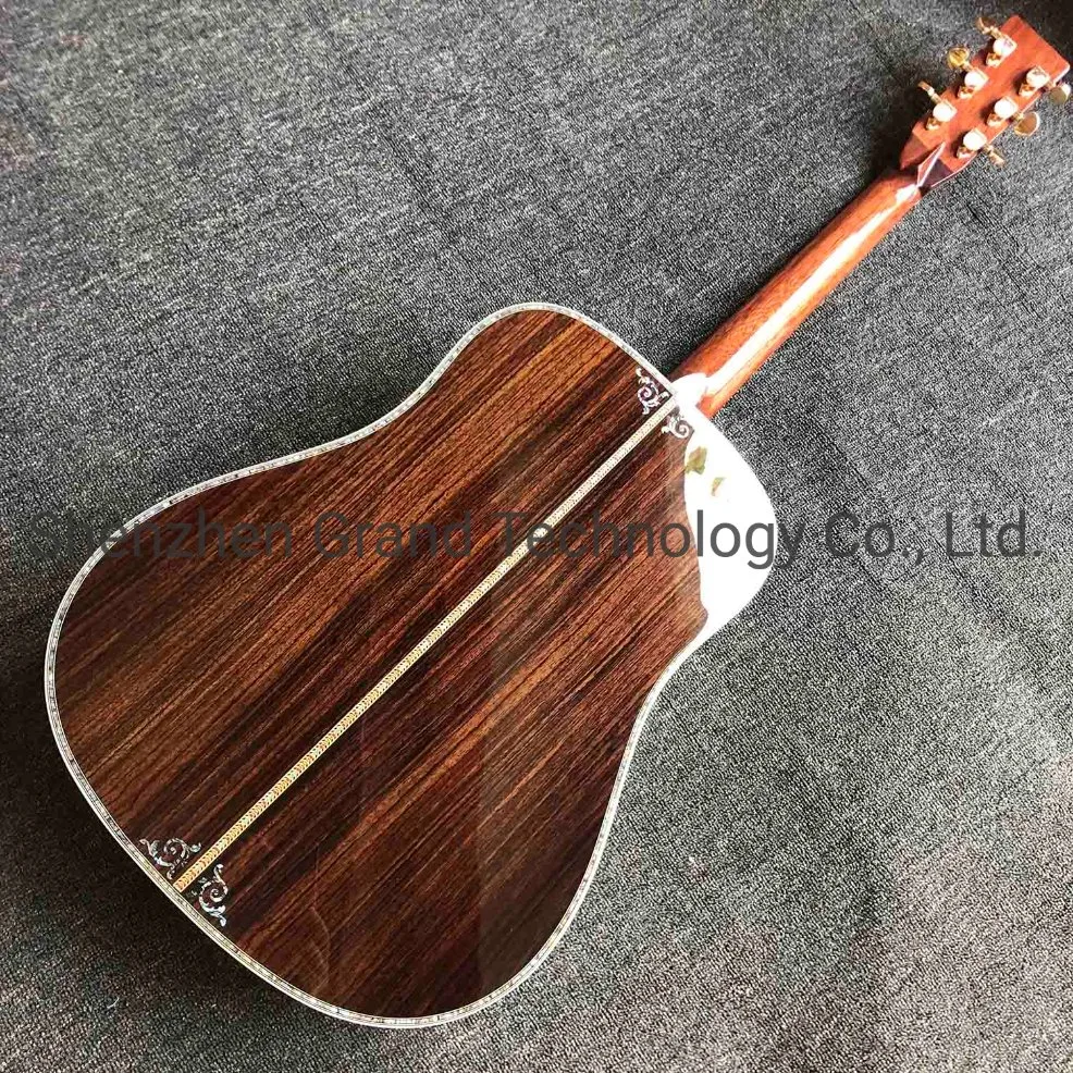 Custom 41 Inch Aaaa All Solid Wood Abalone Binding Solid Rosewood Back Side Acoustic Guitar with 550A Electronic EQ in Sunburst