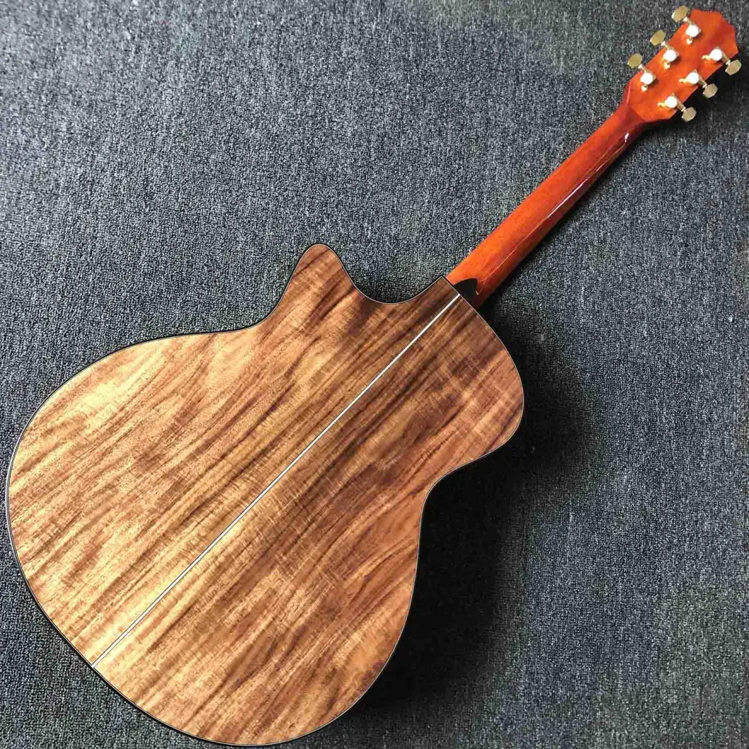 41 Inch Ebony Fingerboard Abalone Tree Life Cutaway All Koa Wood Acoustic Guitar