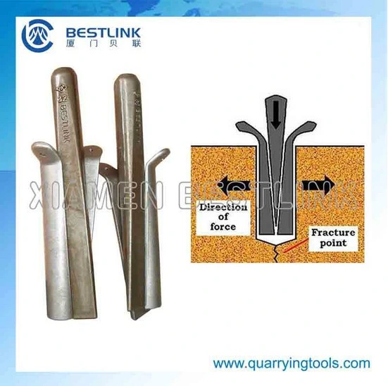 Traditional Manual Hand Splitter Wedge and Shims for Rock Splitting
