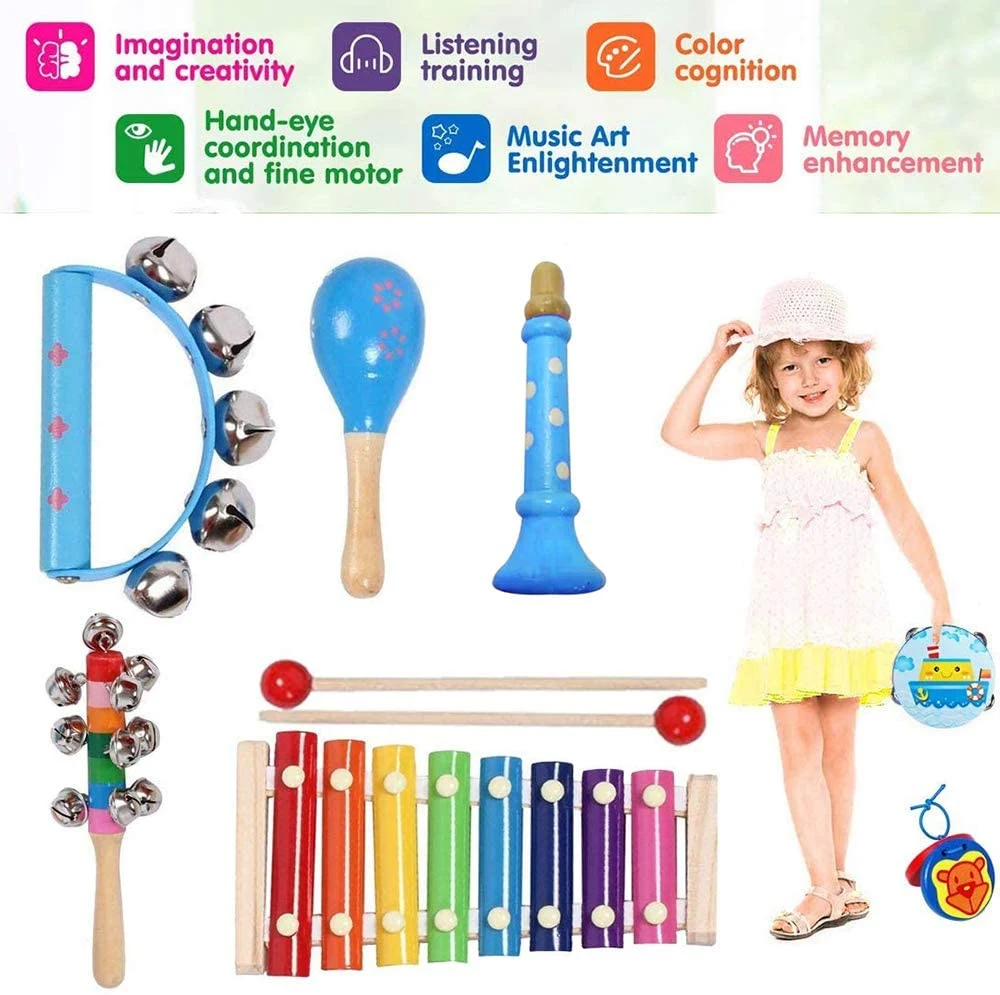 Kids Playing Preschool Education Wooden Percussion Instruments Toys Kids Early Learning Musical Instruments Sets Toys