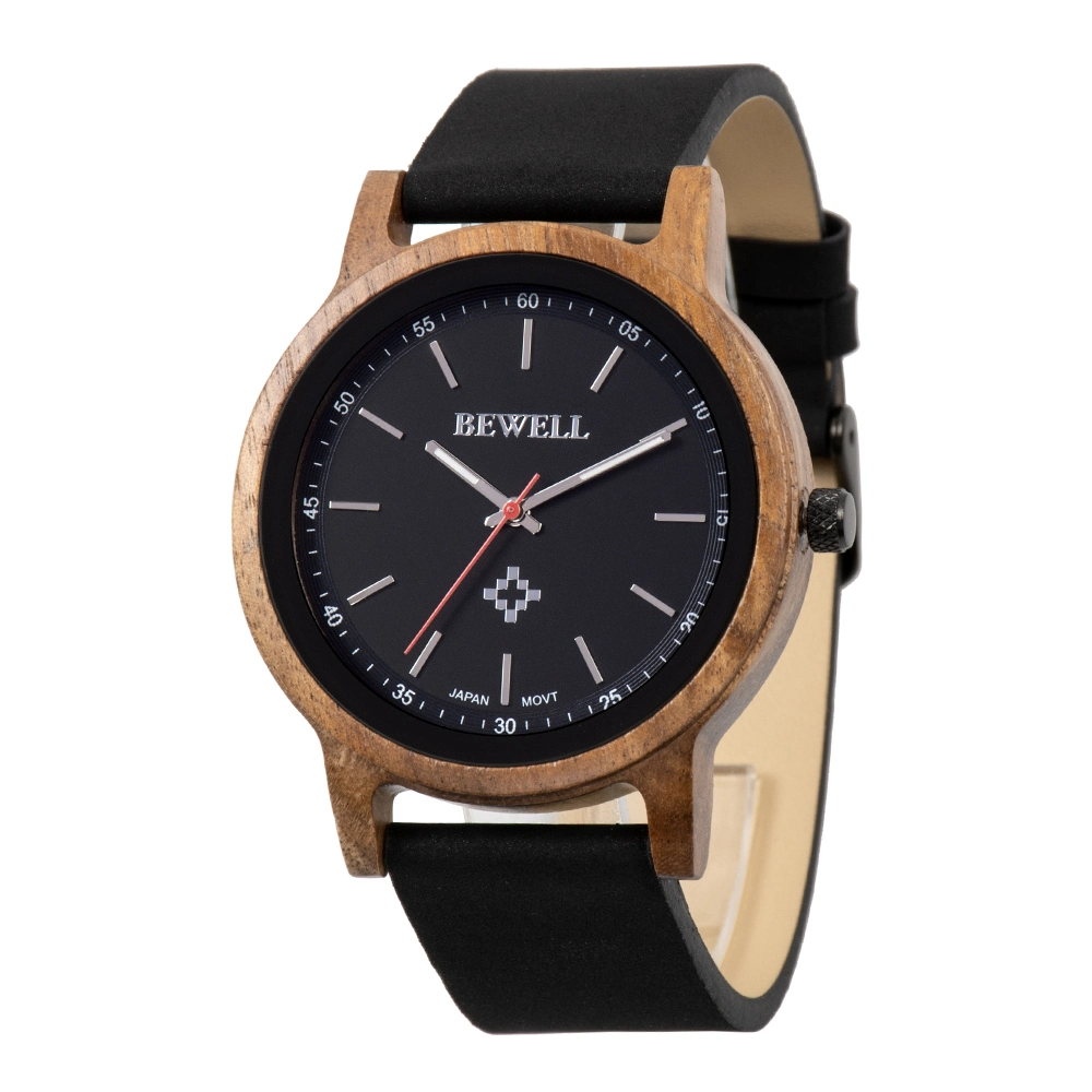 Top Gift Natural Bamboo Wooden Watch Men Genuine Leather Wooden Clock Male Hour Reloj De Madera