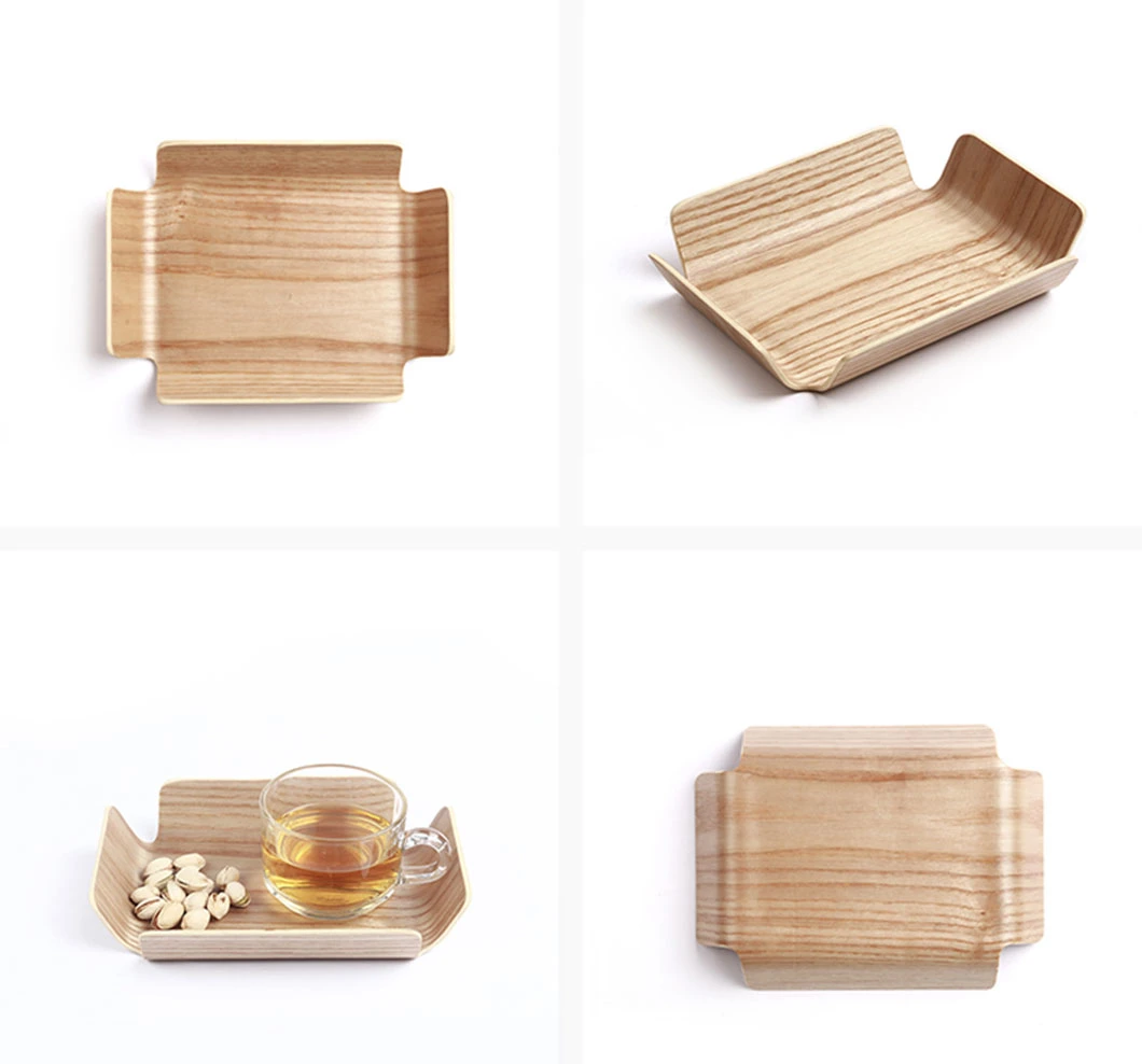 Kitchenware Stock Custom Modern Design Square Fruit Wooden Serving Gift Tray with Handles