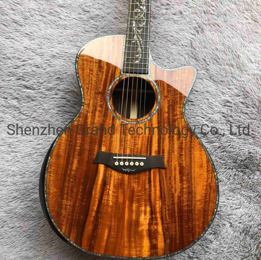 Real Abalone Koa Acoustic Guitar Ebony Fingerboard 41