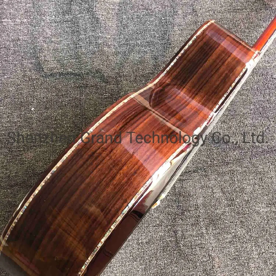 Custom All Solid Koa Wood Real Abalone Binding Ebony Fingerboard Acoustic Guitar Solid Rosewood Back Side Cutaway Koa Guitar