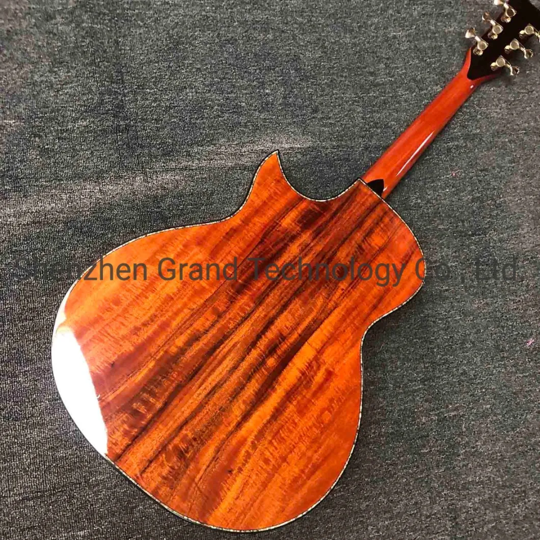 Custom Real Abalone Inlays Solid Koa Wood Top Acoustic Guitar