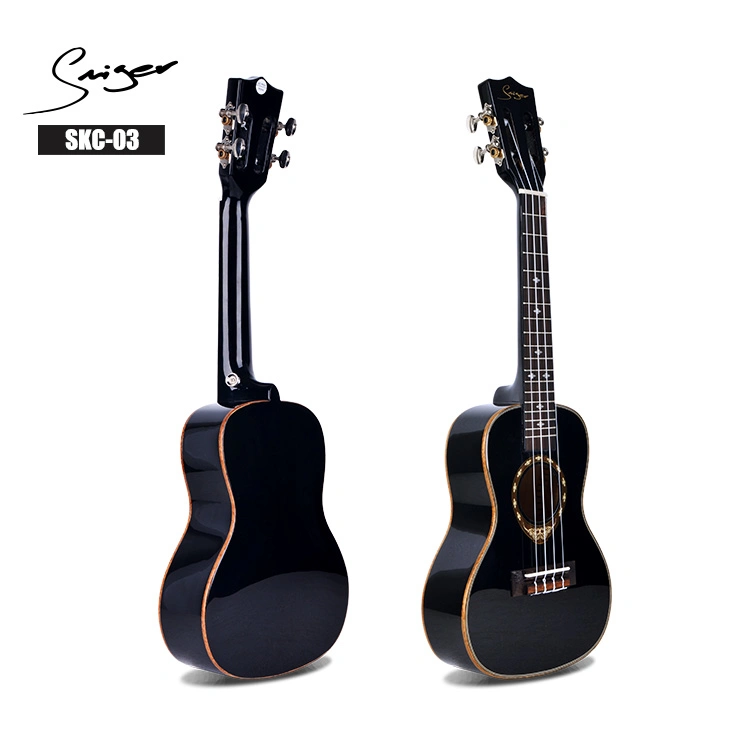 Wholesale Black Thin Body Electric Ukulele with Ukulele Tuner