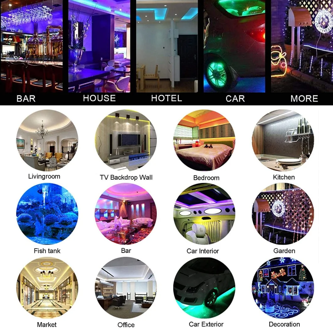 LED Strip Lights 32.8FT (Continuous 10 Meters/roll) with 44 Keys IR Remote and 12V Power Supply, 300 LEDs SMD 5050 RGB Light, Color Changing Lights