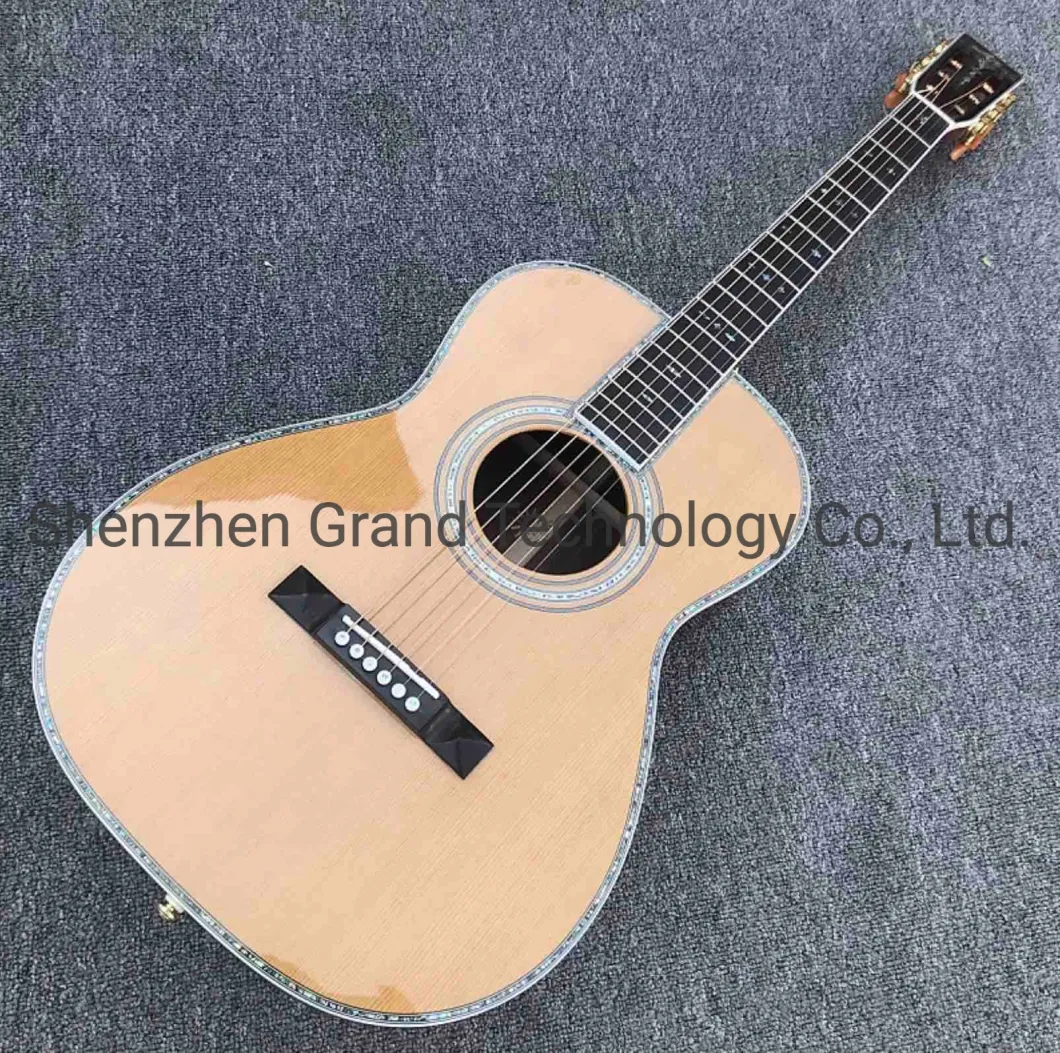 Solid Spruce Top Real Abalone Binding and Ebony Fingerboard Om45 Acoustic Guitar