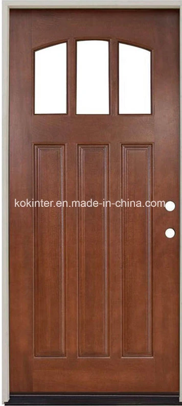 Craftsman 3 Lite Arch Stained Mahogany Prehung Front Door
