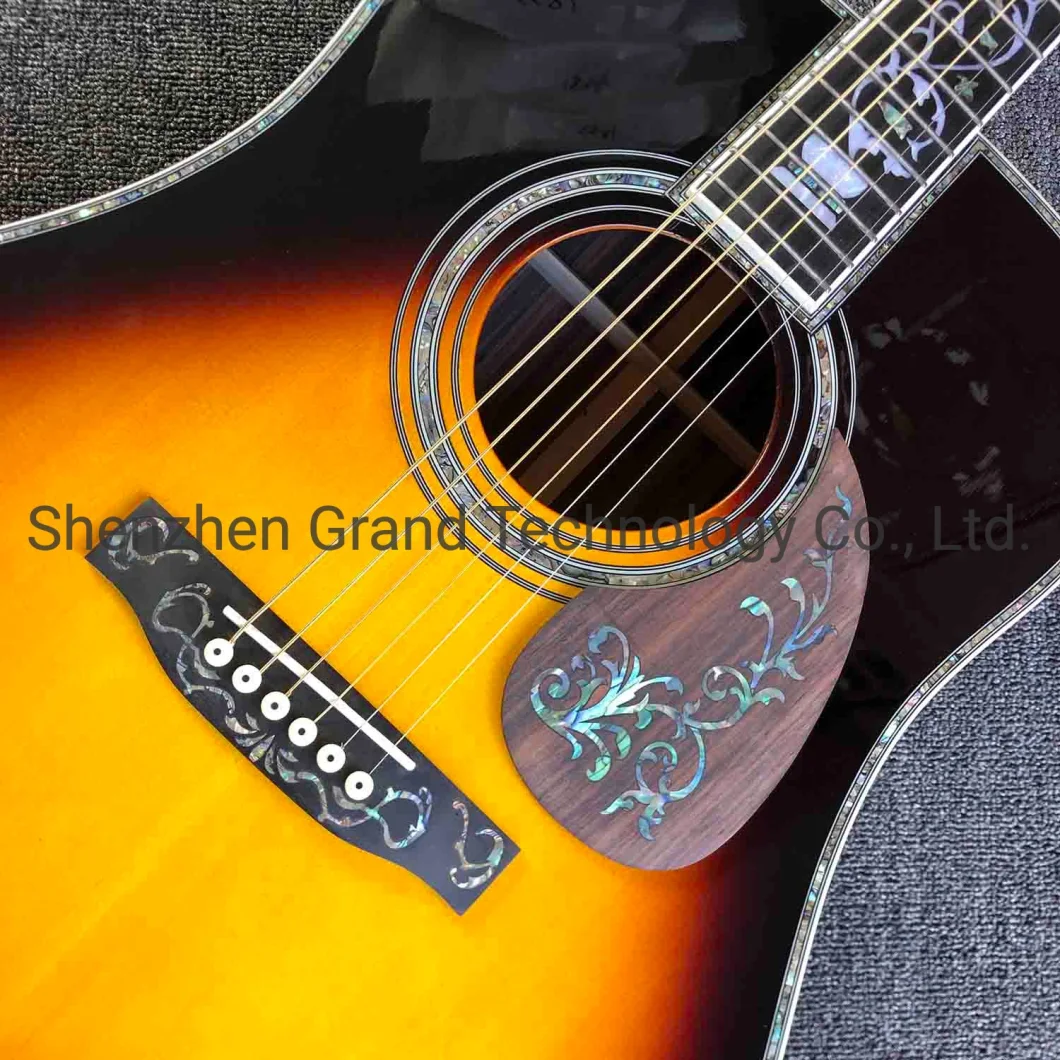 Abalone Binding Inlays Solid Spruce Top 41 Inch 45D Type Acoustic Electric Guitar in Sunburst