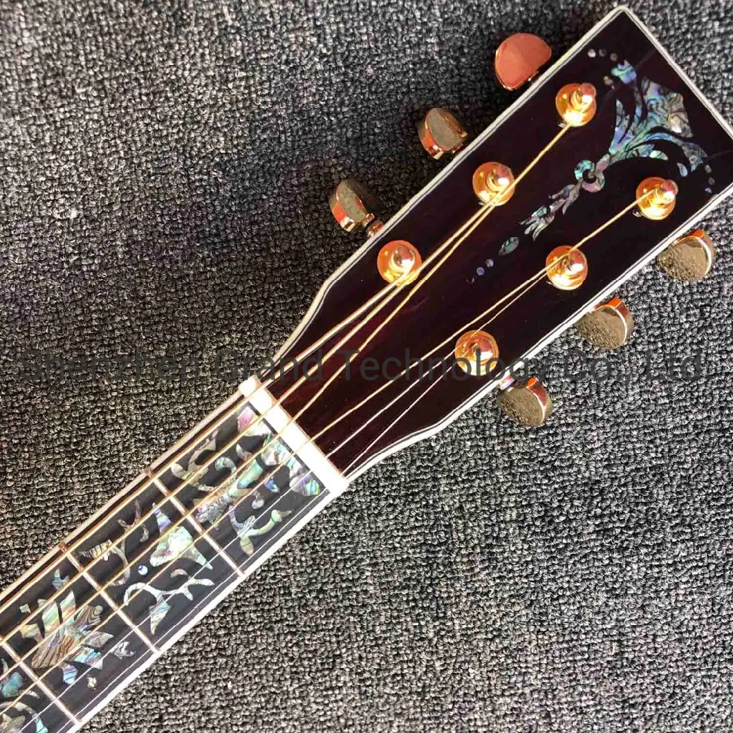 Custom Solid Koa Wood 41 Inch Real Abalone Cutaway Ebony Fingerboard Acoustic Electric Guitar